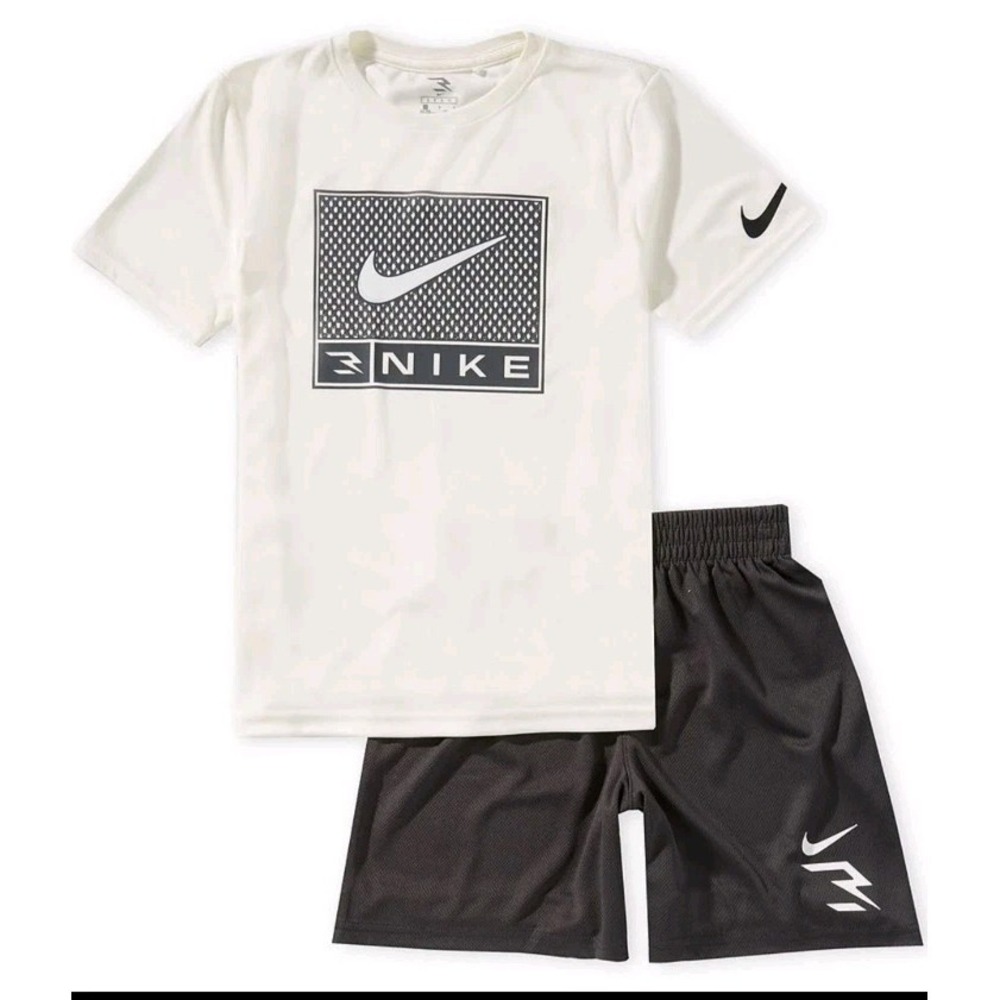 Nike Boys White and Black Logo Athletic Matching Set